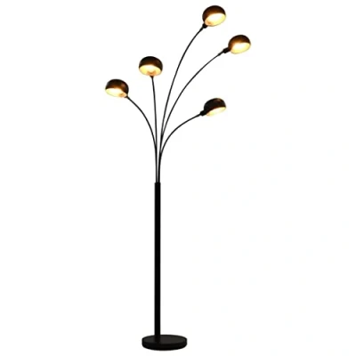 Abbildung von vidaXL Stehlampe Stehleuchte Standleuchte Leselampe Leseleuchte Bodenlampe Wohnzimmerlampe Bogenlampe Bogenleuchte 200cm 5xE14 Schwarz Golden