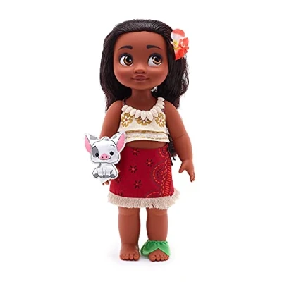 Abbildung von Disney Store Vaiana aus der Animator Collection, 39 cm / 15&quot;, echt wirkendes Haar und Outfit, mit Pua als Plüschtier Satin, Sammelpuppe geeignet für Kinder ab 3 Jahren