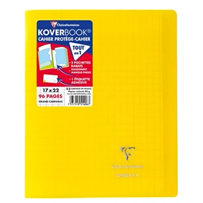 Abbildung von Clairefontaine 951406C Packung mit 10 Heften Koverbook 17x22 cm, 48 Blatt Französische Lineatur, 90g, Einband PP, Gelb, 1 Pack