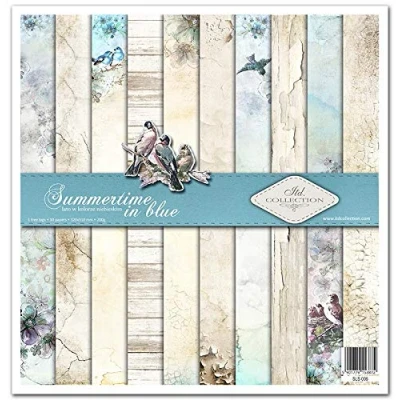 Abbildung von ITD Collection Scrapbooking Paket 12x12 inches, Papier, Dekorpapier, Decoupage, Kartenherstellung, Papiergröße 310 x 320 mm (Sommerzeit in Blau) (SLS 006) 10 Blatt + 1