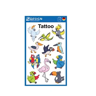 Abbildung von 10 x Z Design Kinder Tattoos Tattoofolie Beo Papagei Flamingo usw. bun