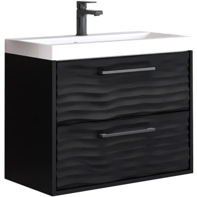 Abbildung von welltime Waschtisch &quot;Canada&quot;, Badmöbel Wellenstruktur inkl. Becken, Breite 60cm Waschplatz