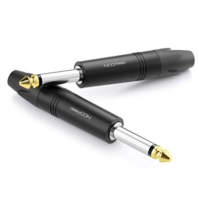 Abbildung von deleyCON 2X 6,3mm Klinke Audio Adapter Mono Konfektionierbar 6,35mm TS Klinken Stecker auf Roh Anschluss für Kabel und Geräte Lautsprecher Mikrofon Mischpult Musikinstrument Tonstudio