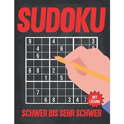 Abbildung von Sudoku Schwer bis Sehr Schwer: Block mit 600 Rätseln auf 200 Seiten Schwierigkeitsstufen Sudokublock Lösungen Rätselheft für Erwachsene