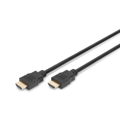 Abbildung von DIGITUS HDMI High Speed Anschlusskabel 2.0 1.0m Ultra HD 4k/60Hz vergoldete Kontakte kompatibel mit TV/Beamer/Monitor Schwarz