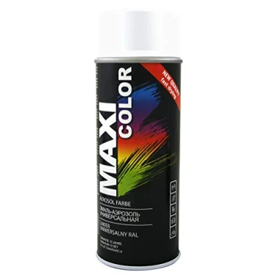 Abbildung von Maxi Color NEW QUALITY Sprühlack Lackspray Glanz 400ml Universelle spray Nitro zellulose Farbe schnell trocknender Sprühfarbe (RAL 9003 Signalweiß matt)