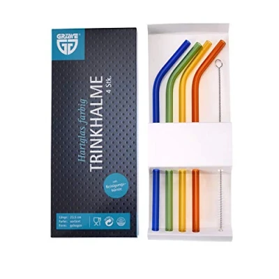 Abbildung von GRÄWE Trinkhalme Trinkhalm Set 5 tlg., Hartglas, bunt