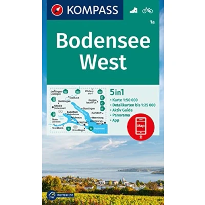 Abbildung von KOMPASS Wanderkarte 1a Bodensee West 1:50.000: 5in1 mit Aktiv Guide, Detailkarten und Panorama inklusive Karte zur offline Verwendung in der App. Fahrradfahren.