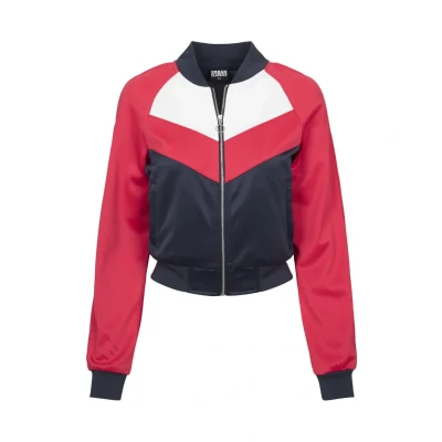 Abbildung von Urban Classics Short Raglan Track Bomberjacke, Damen, Größe: XS, Navy fire red white