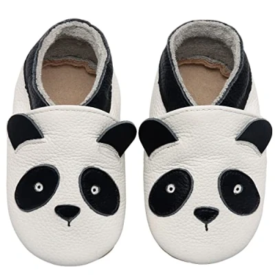 Abbildung von IceUnicorn Krabbelschuhe Baby Lauflernschuhe Jungen Weiche Leder Babyschuhe Kleinkind Lederschuhe mädchen Babyhausschuhe(weiß Panda,18 24)