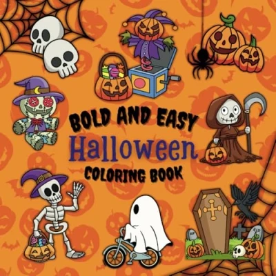Abbildung von Bold and Easy Halloween Coloring Book: Simple Spooky Pages with Pumpkins, Ghosts, Fun for Kids Adults