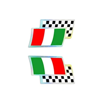Abbildung von 4R Quattroerre.it 14108 3D Aufkleber Italien Schachbrett Flagge rechts und links