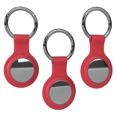Abbildung von EAZY CASE 3er Set Schlüsselanhänger für AirTag Anhänger Hülle Silikon Rot AirTags Schutzhülle Tracker mit Schlüsselring geeignet auch als Air Tag Kinder, Katze, Hund