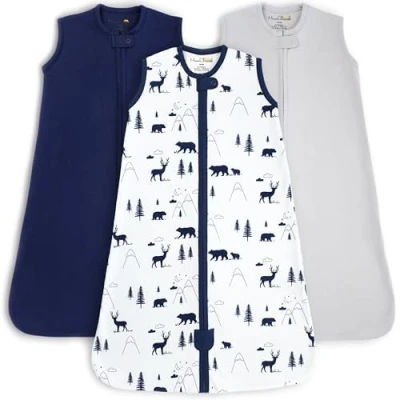Abbildung von Mama Cheetah Baby Schlafsack, 0,5 Tog, Bio Baumwolle, tragbare Decke mit Zwei Wege Reißverschluss, Wickelübergang, Schlafsack für Neugeborene, Kleinkinder, Jungen, Mädchen, 2448 Monate, 3er Pack