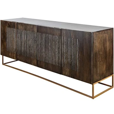 Abbildung von riess ambiente Sideboard ONYX 180cm dunkelbraun / gold (Einzelartikel, 1 St), Massivholz · Achat Edelstein Metall Kommode Wohnzimmer