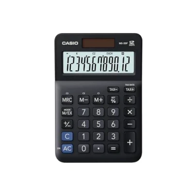Abbildung von Casio Tischrechner MS 20F, 12 stellig, Steuerberechnung, Währungsumrechnung, Vorzeichenwechsel, Solar/Batteriebetrieb
