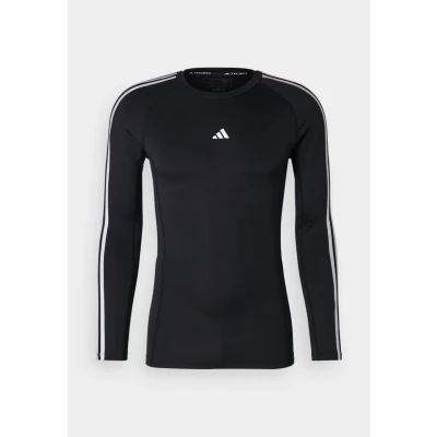 Abbildung von adidas Performance Techfit 3 Stripes Longsleeve Langarmshirt, Herren, Größe: Small, Black