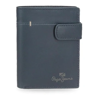 Abbildung von Pepe Jeans Staple Vertikale Geldbörse mit Klickverschluss, blau, 8,5 x 10,5 1 cm, Leder, Talla única, one Size,