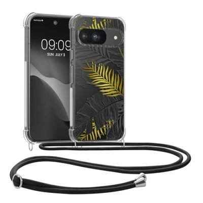 Abbildung von kwmobile Necklace Case kompatibel mit Google Pixel 9 / Pro Hülle Silikon Cover Handykette Gelb Grau Transparent Dschungel