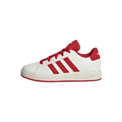 Abbildung von adidas Grand Court Lifestyle Tennis Lace Up Shoes Schuhe, Off White/Collegiate Red/Core Black, 29 EU