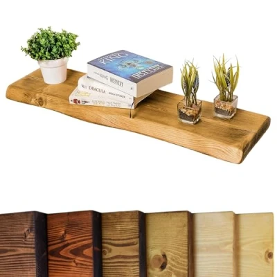 Abbildung von Chill House Waney/Live Edge Rustikal Wandregal 22x4.4cm, Dark Oak, 40cm
