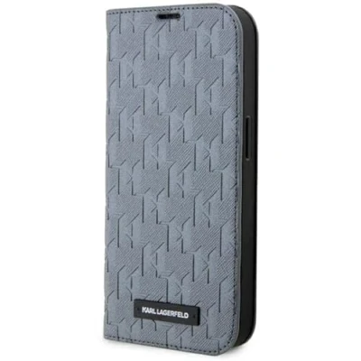 Abbildung von KARL LAGERFELD KLBKP14LSAKLHPG Hülle für iPhone 14 Pro 6.1&quot; Bookcase Silber Saffiano Monogram