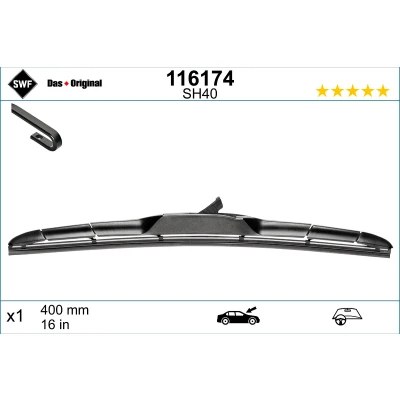 Abbildung von Scheibenwischer Swf Hybrid 116174 400mm Hybridwischblatt HYUNDAI: i30 III Schrägheck, i20 II KIA: Sportage IV, XCeed, TOYOTA: Yaris IV