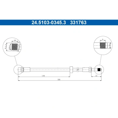 Abbildung von ATE 24.5103 0345.3 Bremsschläuche 395mm M10x1mm VOLVO: XC70 I Cross Country