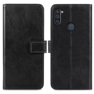 Abbildung von Samsung Galaxy M11 Hülle Kunstleder iMoshion Klapphülle Handyhülle Schwarz