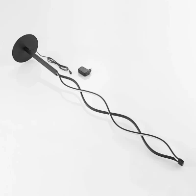 Abbildung von Lindby LED Stehlampe Welina, dimmbar, Leuchtmittel fest verbaut, warmweiß, Modern, Eisen, Kunststoff, Schwarz matt, 1 flammig, inkl.