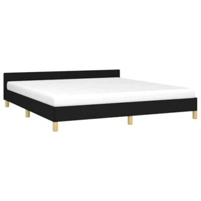 Abbildung von vidaXL Bettgestell mit Kopfteil Polsterbett Bett Doppelbett Bettrahmen Lattenrost Stoffbett Schlafzimmerbett Schlafzimmermöbel Schwarz 180x200cm Stoff