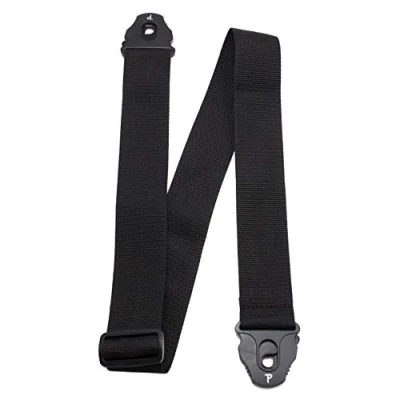 Abbildung von Perri&#039;s Leathers Ltd. Gitarrengurt Nylon Enden mit intégrierter Gurtsicherung Schwarz Einstellbar Für Akustik /Bass /Elektrogitarren Hergestellt in Kanada (NWSPL 7157)