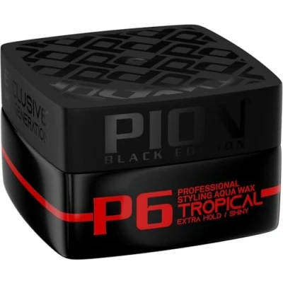 Abbildung von Pion P6 Extra Hold Hair Styling Aqua Wax 175ml Black Edition TROPICAL Hold/Shiny