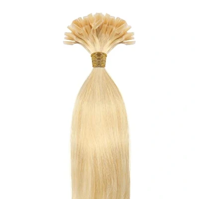 Abbildung von Beauty7 DIY Haarverlängerung 50 STK Echthaarstraehnen Remy Echthaar Haarverlaengerung von U tips 50cm 0,5g Bonding Extensions Straehnen 20 Zoll Lichtblond #613