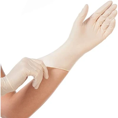 Abbildung von HYGOSTAR Latexhandschuhe Grip, puderfrei, weiß, 1 Packung = 100 Stück, Größe: L