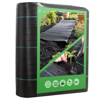 Abbildung von VOUNOT® Unkrautvlies 2x10m, Reißfestes Gartenvlies Wasserdurchlässig, Mulchfolie für Garten, Hochbeet und Terrasse, Premium Unkrautfolie 100g/m²