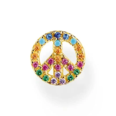 Abbildung von THOMAS SABO Single Ohrstecker Peace gold, H2218 488 7, mit Glas Keramik Stein, Korund (synth), Zirkonia (synth)