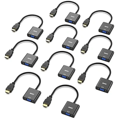 Abbildung von BENFEI HDMI zu VGA 10 Stück, Unidirektional Computer Monitor Adapter (Stecker auf Buchse) für Desktop Laptop PC Projektor HDTV Chromebook Raspberry Pi Roku Xbox und mehr