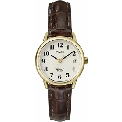 Abbildung von Timex Easy Reader Damen Armbanduhr, 25 mm, Brown/Goldtone, T20071