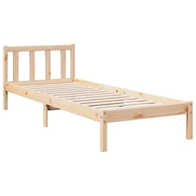 Abbildung von vidaXL Massivholzbett, Holzbett Extra Lang ohne Matratze, Bettgestell mit Lattenrost, Bett Einzelbett für Schlafzimmer, 90x220cm Kiefernholz