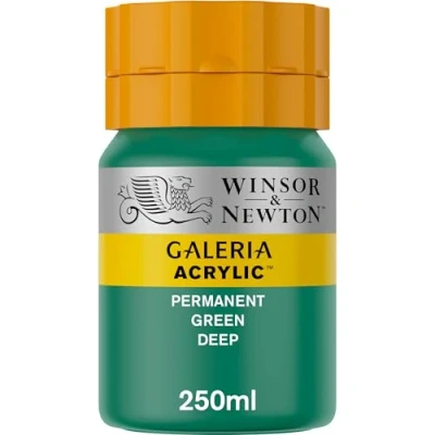 Abbildung von Winsor &amp; Newton 2137482 Galeria Acrylfarbe, hohe Pigmentierung, lichtecht, alterungsbeständig, cremige Konsistenz, 250ml Topf Permanentgrün Dunkel