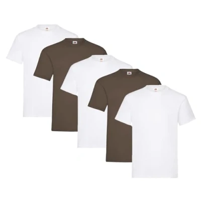 Abbildung von Fruit of the Loom Herren Regular Fit T Shirt Heavy Cotton Tee 5 Pack,3X Weiss + 2X Schoko 1 HL Kauf Notizblock M