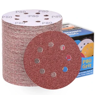 Abbildung von 100 Stück Schleifpapier 125mm Klett P80 Körnung Schleifscheiben 8 Löcher Rund Schleifblätter Profi für Exzenterschleifer ALPXUXP