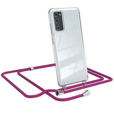 Abbildung von EAZY CASE Handykette kompatibel mit Samsung Galaxy S20 FE / 5G Handyhülle Umhängeband, Handykordel Schutzhülle, Silikonhülle, Hülle Band, Stylische Kette für Smartphone, Pink