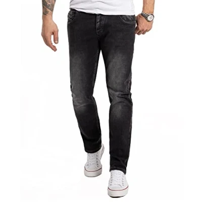 Abbildung von Rock Creek Herren Jeans Regular Fit Stretch Männerhose Herrenjeans Denim Hosen Herrenhose Straight Cut Stonewashed RC 2273 Dunkelgrau W42 L36