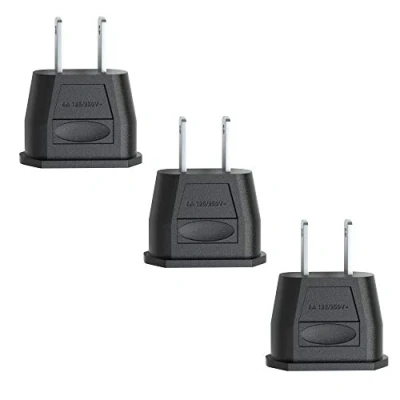 Abbildung von EAZY CASE 3x Travel Adapter USA Reiseadapter Stromstecker Stromadapter Typ A zu 2 Pin Steckdose, 3er Reisestecker Set DE Amerika Steckdose Schwarz