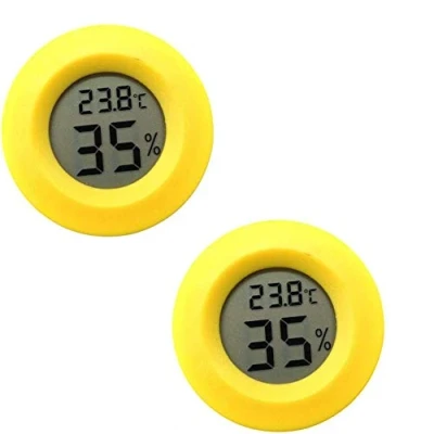 Abbildung von DollaTek 2Pcs Mini Digital LCD Temperatur Feuchtigkeitsmesser Thermometer Hygrometer Round Gelb