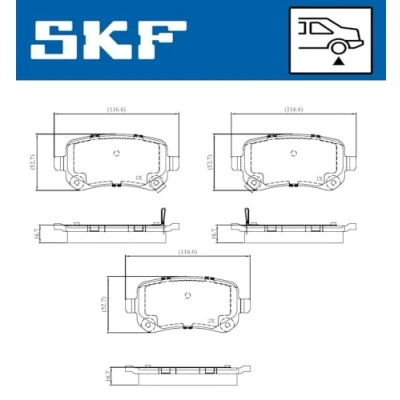 Abbildung von SKF VKBP 90890 A Bremsbelagsatz mit akustischer Verschleißwarnung FIAT: Freemont, DODGE: Journey MPV, GRAND Caravan V CHRYSLER: 5OYAGER 5