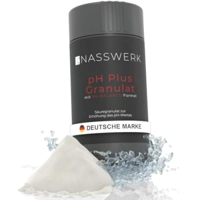 Abbildung von NASSWERK pH Plus Pool Granulat (1kg) Heber für &amp; Whirlpool Schnelllösliches Organisches zur wert Korrektur Hocheffektiver pH+ Schwimmbäder