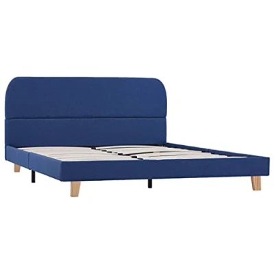 Abbildung von vidaXL Polsterbett Klassisch Stoffbett Bett Ehebett Doppelbett Bettgestell Bettrahmen Lattenrost Schlafzimmerbett Blau Stoff 140x200cm